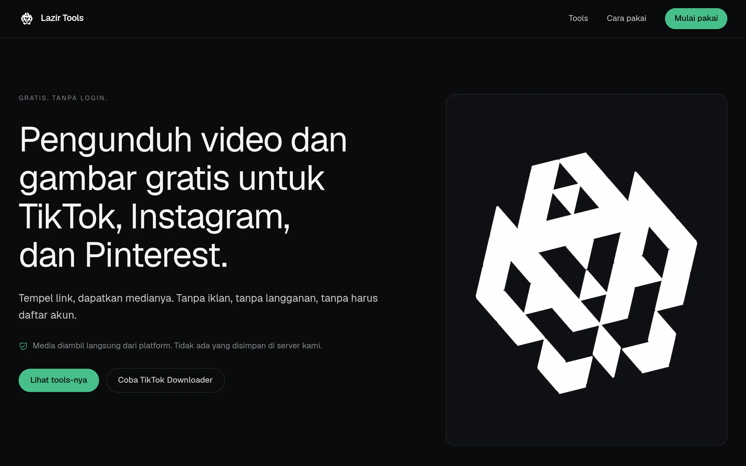 Tampilan aktual website Lazir Tools (tools.lazir.site)